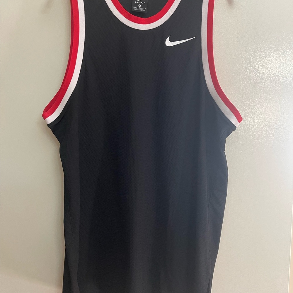 Nike Black and Red Basketball Jersey